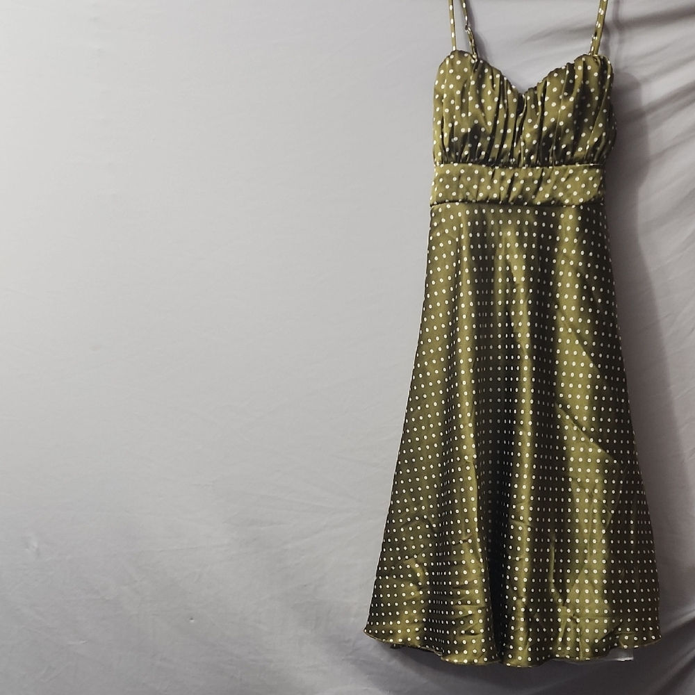 Speechless Olive Strapless Polka Dot Dress